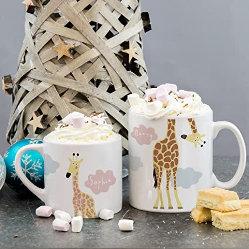 Personalised Adult and Child Family Mug Set - Hot Chocolate, Baby Chino Mug Set, Perfect for Christmas Eve Gift, Mother’s Day or Father’s Day (Giraffe Family Mug Set)