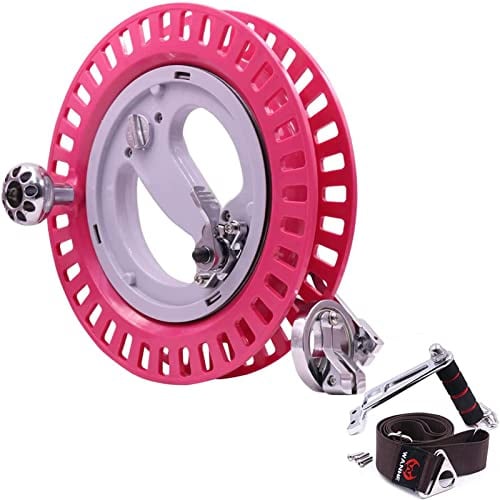 9KM DWLIFE Enrouleur professionnel de 26,9 cm avec sangle, plastique ABS et alliage avec système de freinage, verrouillage à cliquet, roulement à billes, guide de ligne pour grand cerf-volant rose