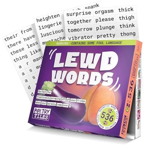 Poetry Tiles - 536 Really Dirty Words Refrigerator Magnets for Adults - Sexy Word Magnets & Funny Magnets for Adults - Make Refrigerator Poems and Stories with Funny Fridge Magnets Adult Themed Kit