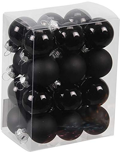 Kleine Baumkugeln aus Glas Ø 2 cm/2,5 cm/3 cm - Christbaumkugeln Baumschmuck Christbaumschmuck Weihnachtsbaumschmuck Weihnachtsbaumkugeln (24 Stück Schwarz (Matt,Glänzend), 2,5 cm)