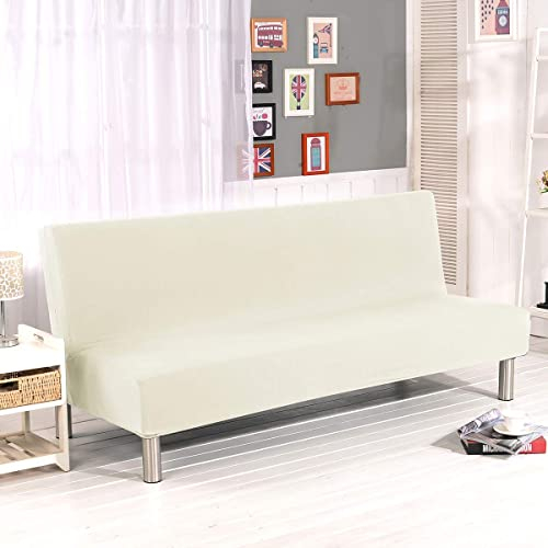 WINS Sofabezug für 3-Sitzer, für Schlafsofa, dehnbar, ohne Arm, Futonbezug, verstellbar, Beige A