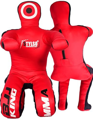 Ungefüllter Grappling-Dummy, Wrestling-Attrappe, Jiu Jitsu, Trainingsdummy für BJJ, MMA, Judo, Karate, Erwachsene und Kinder, Rot, ca. 150 cm