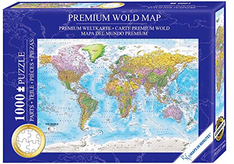 Close Up Weltkarte Puzzle 1000 Teile - Die Welt - 68 x 48 cm Premium Map 2020 - MAPS IN Minutes