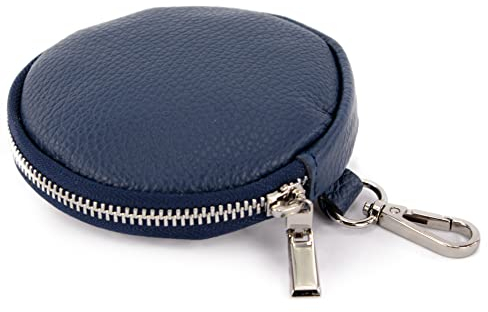 modamoda de P10 / P08 Damen Leder Rauleder Geldbörse Münzgeldbörse Taschenanhänger ø 11,5 cm handmade in Italy, Farbe:Saphirblau