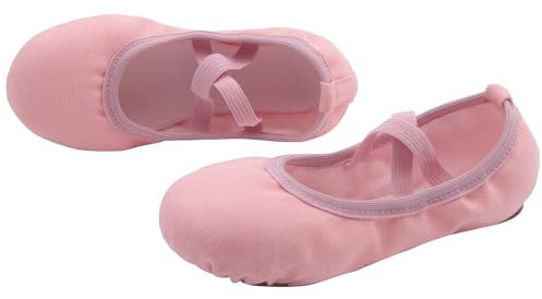 Scarpe da Danza Classica Tela Scarpette Ballo Ginnastica Ballo Pantofole Mezze Punte Suola Spezzata Scarpe da Ballerina per Bambina Ragazze Donna Rosa 38