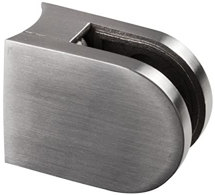 Edelstahl Glashalter halbrund für 6 mm Glas - Glasklemme rund für Rundrohre - Geländer Sicherung