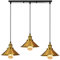 iDEGU 3-flammige Pendelleuchte Industrielle Hängelampe Stil Edison Vintage Pendellampe mit 22cm Metall Lampenschirm E27 Fassung Gold Hängeleuchte für Esszimmer Küche Wohnzimmer (Balken)