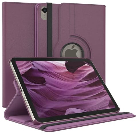 EAZY CASE - Custodia per iPad Mini 6 (2021) tablet Cover protettiva Smart Cover Supporto rotante Astuccio pieghevole 360° girevole con funzione stand Similpelle Viola