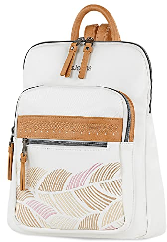 Lois - Bolso Mochila Mujer Elegante Tipo Casual Moderna Para Vestir Mochilas Mujer Estilo Urbano Mochila Negra Mujer Pequeña Ideal Para Uso Diario, Blanco