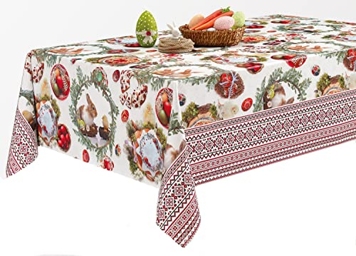 Mambo-Design PVC Tischdecke Ostern 7 Osterhase Meterware Wachstuch Eckig Breite & Länge wählbar abwaschbar, Größe:140 x 100 cm