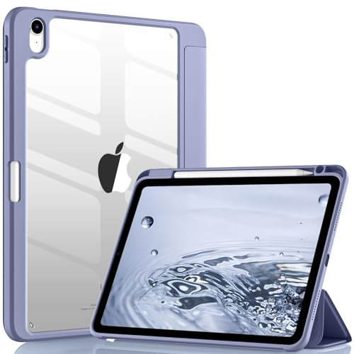 Wenlaty Kompatibel mit iPad Air 27,9 cm (11 Zoll) Hülle (M3/M2) 2025/2024, für iPad Air 7. / 6. / 5. / 4. Generation, 11/10,9 Zoll mit Stifthalter, schlanke Hülle mit transparenter Rückseite, Blaugrau