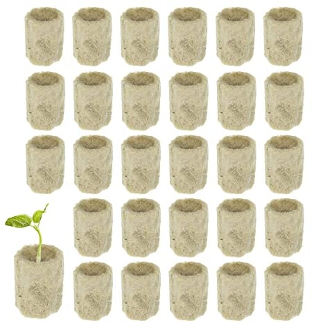 OHYER 30 Stück Rockwool Cube Steinwolle Plugs Erde Sämlingsblock Anzuchtwürfel Steinwolle Cube Hydroponic Erdlose Kultur Zylindrische Pflanzenstopfen für Stecklinge Anbau von Sämling Gemüse