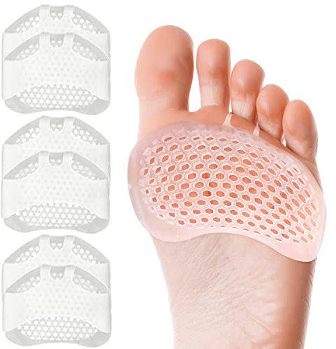 Metatarsal Pads Women Men 6 Pack, Reusable Gel Ball of Foot Cushion for Women High Heels, Foot Pads for Pain Relief for Shoes Pads, Bunion Forefoot Pads, Foot Cushion for Ball of Feet Clear