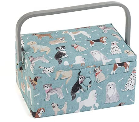 Hobby Gift Medium Näh-Aufbewahrungsbox, Holz/Stoff, Hunde