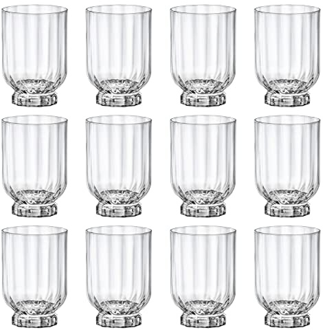 Bormioli Rocco 12x Clear 375ml Florian Double Whisky Glasses - Glass Old Fashioned Scotch Bourbon Rum Cocktail Drinking Tumblers Gift Box Set