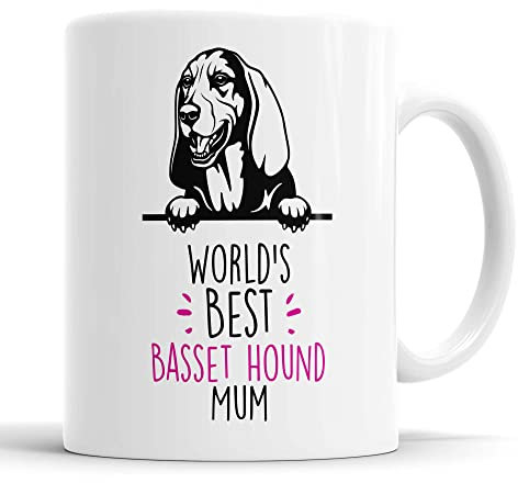 Basset Hound World's Best Mum | Mug Gift | Dog Mug for Birthday Christmas | Friend, Mum, Auntie, Sister Ceramic Cup