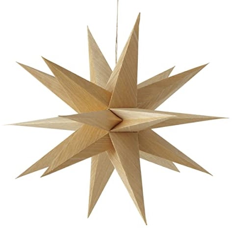 Spetebo Papier Weihnachtsstern in Holz Optik - 40 cm - 3D Adventstern zum Hängen - Falt Stern Weihnachten Advent Winter Fenster Deko Hänger