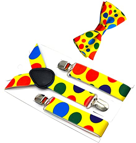STOBOK Hosenträger Kinder-Hosenträger-Fliege-Set, Verstellbare Clown-Hosenträger-Fliege, Elastisch Zurück Hosenträger Für Kleinkinder Passende Fliege