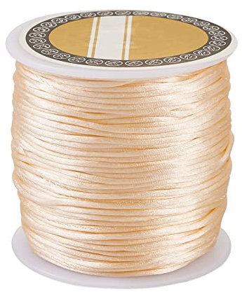 Cheriswelry Filo di nylon 1 mm Rattail Satin Cord PeachPuff perline String per la creazione di gioielli, Kumihimo, nodo cinese