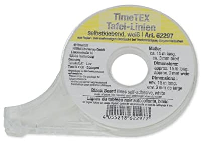 TimeTEX Tafel-Linien selbstklebend - weiß - im Spender - 15 m lang - 3 mm breit - 62297