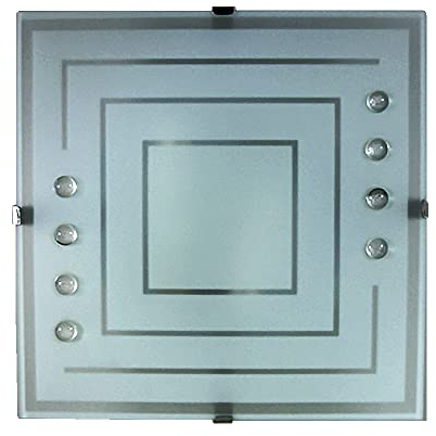 Dapo Schlichte moderne LED Glas Decken-Leuchte GERDA Eckig Fassung E27 Decken-Wand-Lampe (Quadrat 34 x 34 cm)