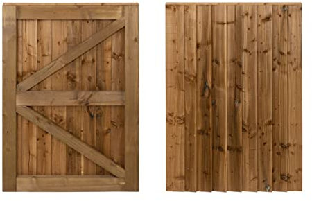 Featheredge Wooden Garden and Side Gates, Fully Framed and Capped (v2)(H-1200, W-1600, Brown Finish)