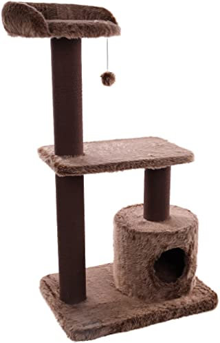 Flamingo Kratzbaum Hathi – Braun – 78 x 49,5 x 121 cm – Die größte Auswahl an hochwertigen Kratzsäulen mit Plattformen, Versteckplätzen und Kratzstämmen aus Sisal