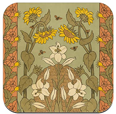 Untersetzer aus Kork, Jugendstil, Sonnenblume, elegant, Jugendstil, dekorativ, Design 1900-1 Einheit (95 x 95 mm)