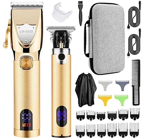 Haarschneidemaschine Profi und T-Klingen Trimmer Set, Kabelloses Friseur Haarschneidemaschinen für Herren, Barttrimmer Set für Männer, Haarschnitt Pflegeset, Präzisions Haartrimmer
