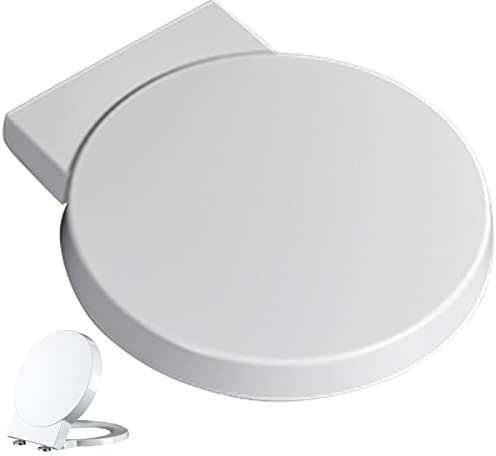 Toilettendeckel, WC Sitz, Toilettendeckel mit Absenkautomatik, Klodeckel Runde Form mit Quick Release Funktion für Einfache Reinigung, Klobrille mit 360° Verstellbaren Scharnieren, Einfache Montage