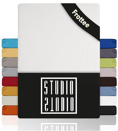 STUDIO Basic SPUGNA Lenzuolo con angoli matrimoniale maxi 200 x 200 cm, cotone soffice e morbido, Oeko-TEX 100, Lenzuola sotto elasticizzati, materasso di altezza 15-25 cm, 200x200cm - Bianco