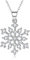 LINSTER Schneeflocken Halskette für Damen 925 Sterling Silber Weiße CZ Winter Party Mode Blume Halskette mit Schneeflocken Anhänger Weihnachtsschmuck für Frauen