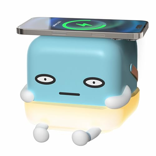 ICARERSPACE Nachttischlampe Tischlampe 5W Wireless Charger Nachtlicht, mit drei helligkeitsstufen kann als Handyhalter verwendet werden, geeignet für Schlafzimmer und Wohnzimmer