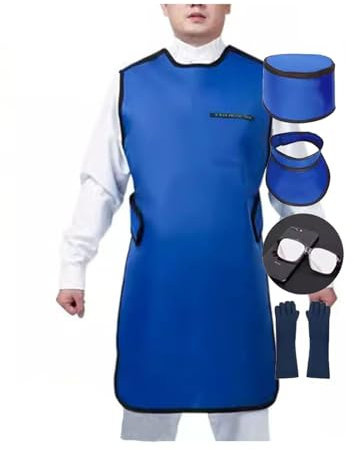 Bleischürze Bleischürze Für Röntgenaufnahmen Mit Nackenschutz, Schilddrüsenhalsband, Mütze, Brille, Handschuhen, Strahlenbeständigen Bleianzügen Für Die Zahnmedizin(0.35mmpb,90x60cm/35.4x23.6in)