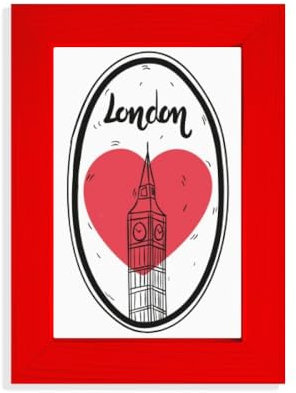 City London Britain Big Ben Love Bilderrahmen, Rot