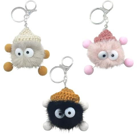 Vordpe 3 Stück Schlüsselanhänger Plüsch Niedlich Weicher, Schlüsselanhänger Auto, Cartoon Schlüsselanhänger Keychain, Keychain Cute, für Schulranzen Dekoration Anhänger
