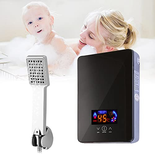 Loobiiny Electrique Chauffe-Eau Instantané 230v Chauffe Eau Electrique 6500w Thermostat Chauffe Eau Chauffe Eau Plat Thermoplongeur Chauffe Eau Avec Salle De Bain Kits Douche 30-55 ℃