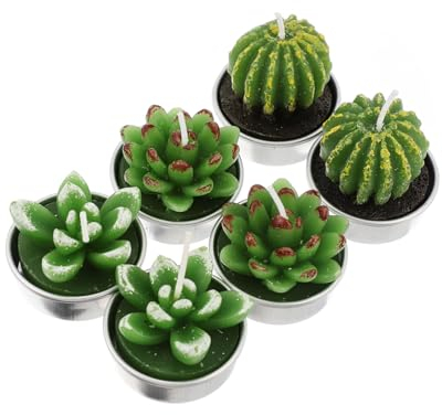 Zerodeko Künstliche Teelichter in Kaktusform 6er-set Handgefertigte Dekorative Kerzen für Zuhause