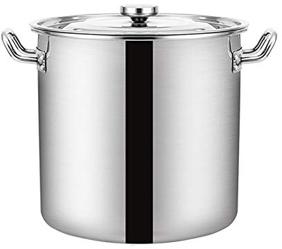 KLUFO Olla para estofado con tapa Olla grande, olla para catering de chef de acero inoxidable 304, fácil de limpiar, diámetro 25 cm, altura 25 cm, 12 litros, 8 tamaños (color: plata, tamaño: 55 *