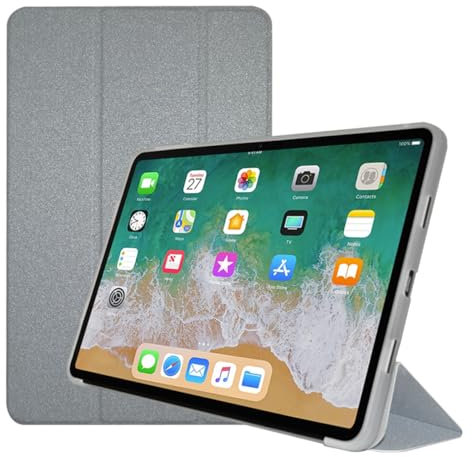 Qiawum Custodia pieghevole in tre posizioni Funda per Teclast T60 2023 Smart Auto Sleep/Wake-up 12 pollici Tablet PC Folio Cover con guscio posteriore in TPU morbido (argento)