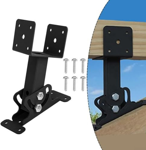 Emii - Kit di staffe per montanti per tetto, regolabili, per pergola, resistenti, colore: nero
