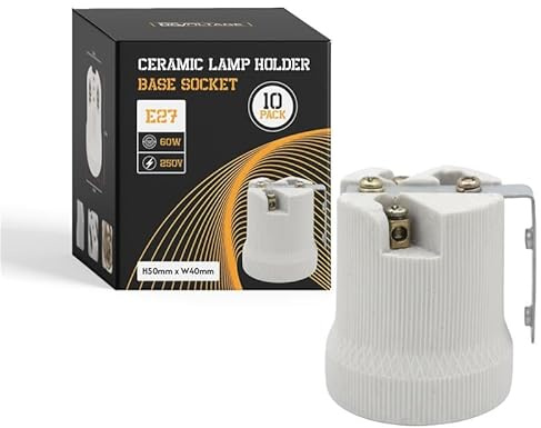 LEDSone 3 x E27 Base Bulb Holder, White,ES Lamp Holder Base, Max 250V,Metal Heat Resistance, Ceramic Porcelain Holder, Ceiling Lamp Holder 10 Pack