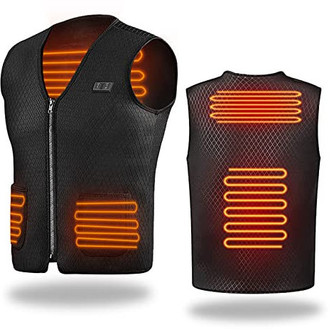 LuLuanping Gilet Riscaldato Elettrico Uomo Donna, USB Giubbotto Riscaldato con 3 File di Temperatura Regolabile, 7 Zone di Riscaldamento, per All'aperto Lavoro, Pesca, Caccia e Campeggio 4XL