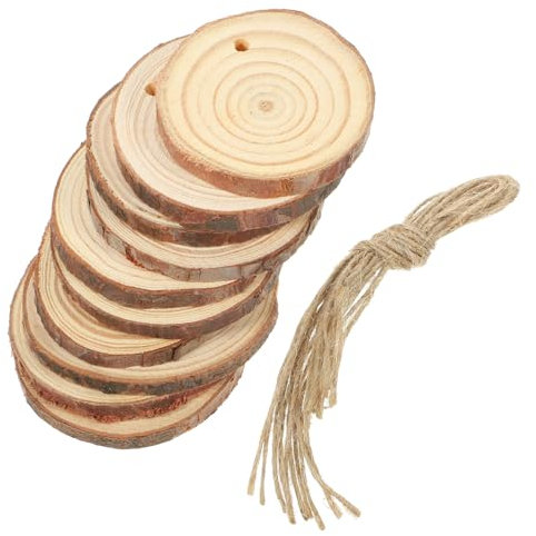 Levemolo 10stücke Teiliges Naturbelassene Holzscheiben Mit Mittigem Ungefüllte Runde Holzscheiben Für DIY-bastelprojekte Weihnachtsdeko Adventskranz Und Handgefertigte Ornamentgestaltung