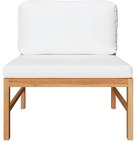 HETFTJN Lounge Chair Mini Sofa Outdoor Sofa Mini Lounge - Mittelsofa mit Creme Kissen Teak Massivholz für Terrasse Balkon Schwimmbad Garten