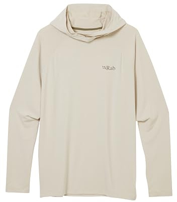 Rab Rivelin Herren-Kapuzenpullover, leicht, atmungsaktiv, mit Kapuze, zum Wandern und Klettern, Kieselstein (Pebble), L