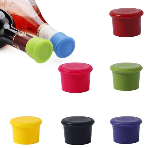 hioseyre 6 Pcs Silicone Bottle Caps,Reusable Wine Stopper,Grape Wine Bottle Stoppers,Sealer Beverage Bottle Stopper,Bottle Caps for Wine Bottle Supplies,Keep Wine Fresh