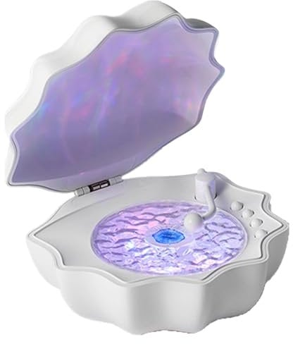 Zqkimzi Shell Speaker, Shower Speaker, Ambient Light Speaker, Wave Music Player, Mood Lamp Speaker, Night Light Speaker, Ambient Light Music Player with Adjustable Mood Lighting and Sound