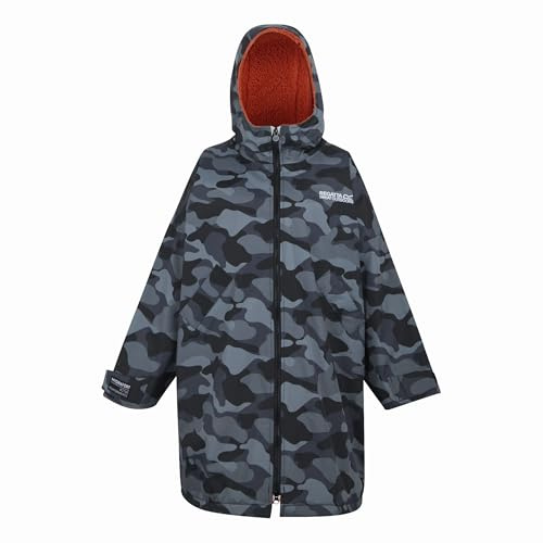 Regatta Kids Junior Waterproof Changing Robe, Borg Lined Changing Robe with Hood - Perfect for Outdoor Water Activities