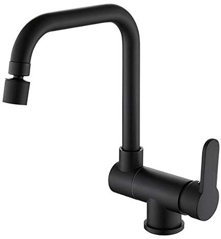 Grifo de cocina plegable de cobre completo negro con fregadero giratorio de apertura hacia adentro, mezclador de agua fría y caliente para lavandería y fregadero de cocina